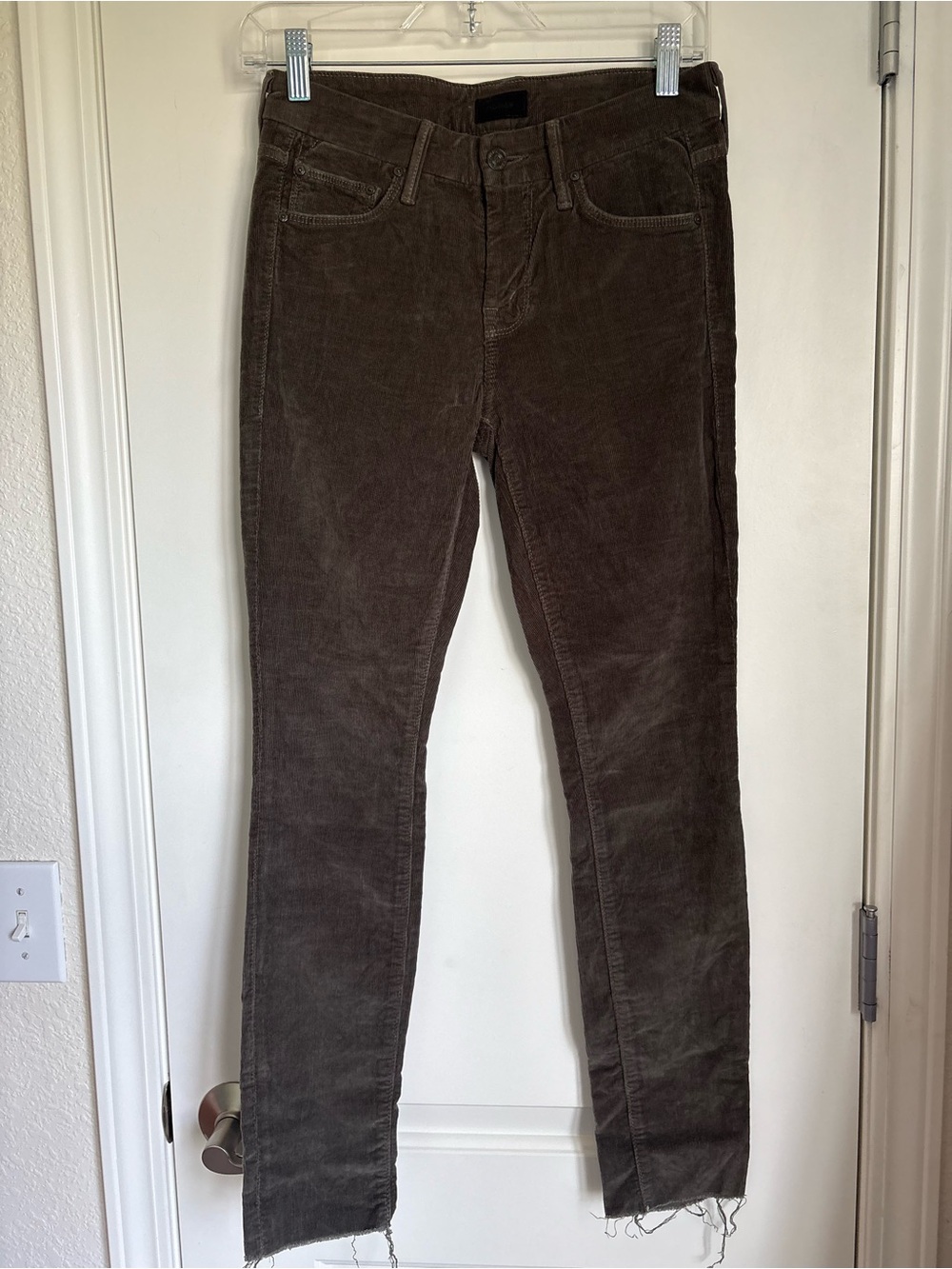 Mother Skinny Corduroy Looker Ankle Fray Hem Hopscotch - Size 24
